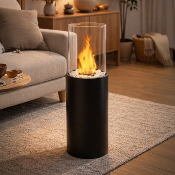 Біокамін ROMA 26,5x80,5 см, 2 кВт, чорний + захисний кожух