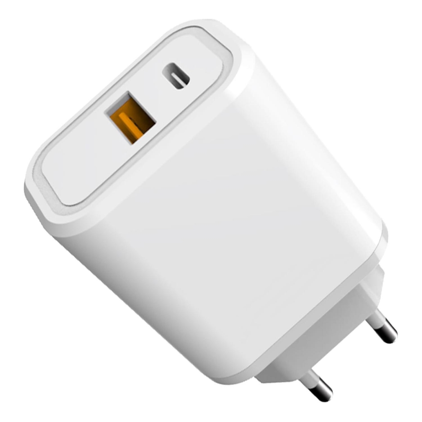 Блок быстрой зарядки Power Delivery 30W USB-C + USB-A белый