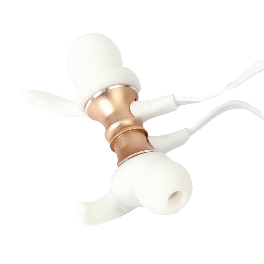 Bluetooth наушники с микрофоном и плеером MicroSD 80 мАч белый/золотой