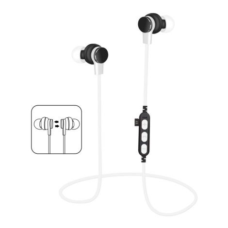 Bluetooth навушники з мікрофоном та програвачем MicroSD білий/чорний