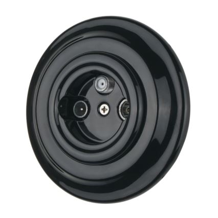 Bohemia-Design - Фарфорова ретро розетка TV/SAT-W з рамкою чорна