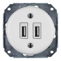 Bohemia-Design -Фарфоровая ретро USB-розетка без рамки 2x USB-A белая