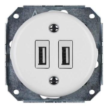 Bohemia-Design -Фарфоровая ретро USB-розетка без рамки 2x USB-A белая