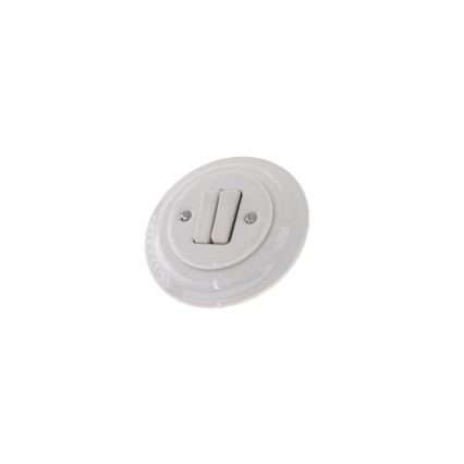 Bohemia-Design - Фарфоровый ретро двухклавишный выключатель с рамкой № 6+6, белый