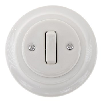 Bohemia-Design - Фарфоровый ретро одноклавишный выключатель с рамкой для дверного звонка, белый