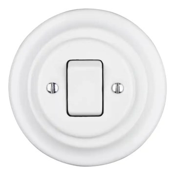 Bohemia-Design - Фарфоровый ретро одноклавишный выключатель с рамкой № 7 белый