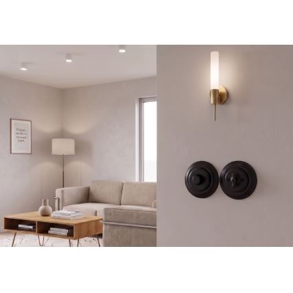 Bohemia-Design - Фарфоровый ретро-поворотный диммер с рамкой, 250 В/10 А, чёрный