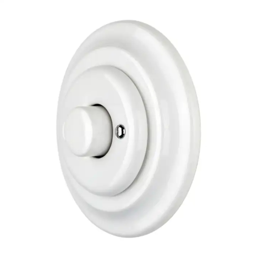 Bohemia-Design - Фарфоровый ретро поворотный диммер с рамкой 250V/10A белый