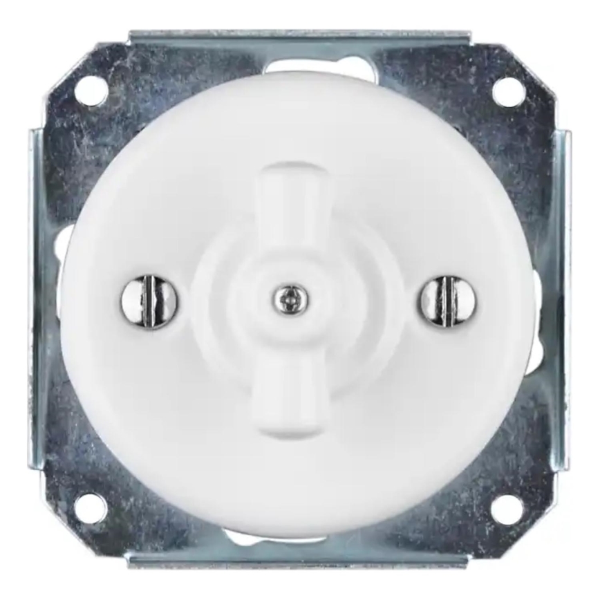 Bohemia-Design - Фарфоровый ретро выключатель поворотный без рамки № 7 белый