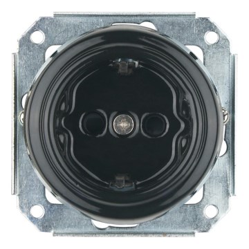 Bohemia-Design - Порцелянова ретро домашня розетка без рамки SCHUKO 250V/16A чорна