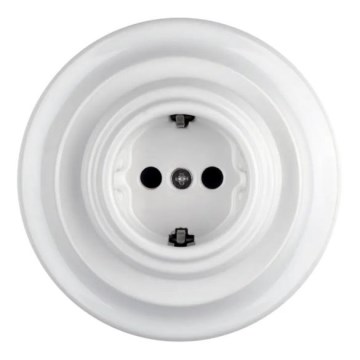Bohemia-Design - Порцелянова ретро настінна розетка SCHUKO 250V/16A з рамкою, біла