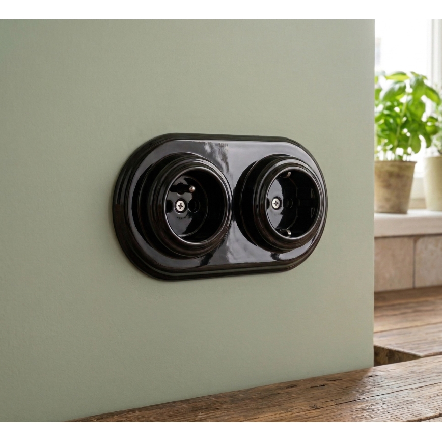 Bohemia-Design - Порцелянова ретро подвійна рамка чорна