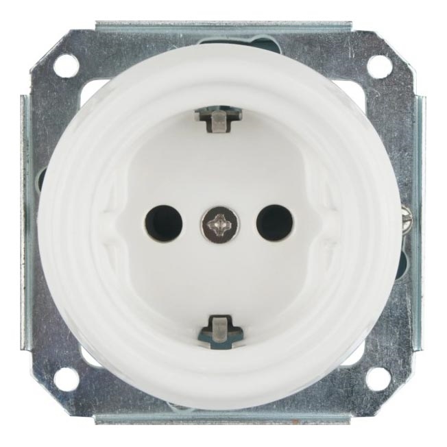 Bohemia-Design - Порцелянова ретро-розетка для дому без рамки SCHUKO 250V/16A біла