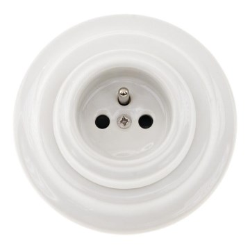 Bohemia-Design - Порцелянова ретро-розетка для дому з рамкою 250V/16A біла