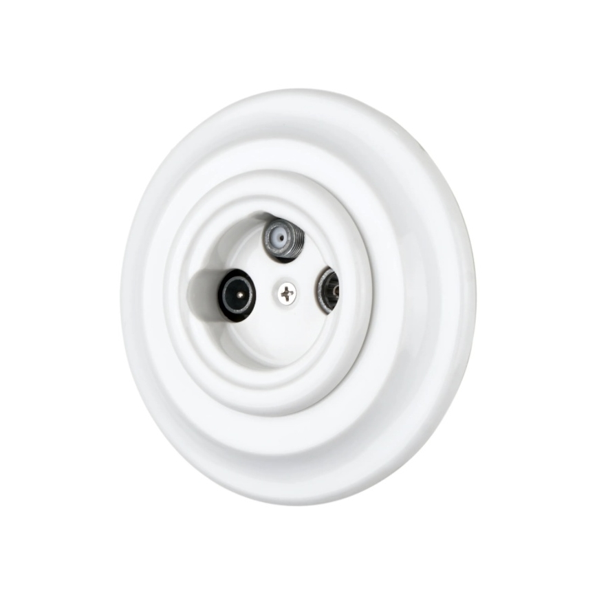 Bohemia-Design - Порцелянова ретро-розетка TV/SAT-W із рамкою, біла