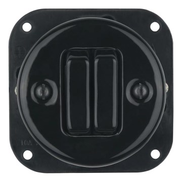 Bohemia-Design - Порцеляновий ретро-подвійний вимикач без рамки № 6+6 чорний