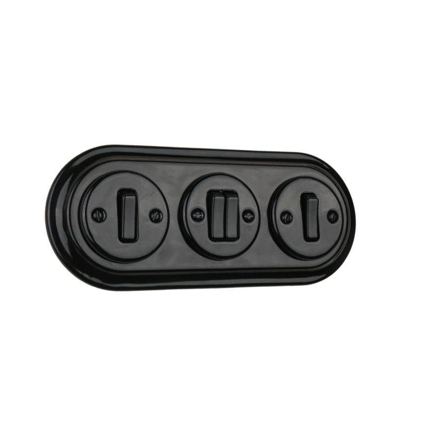 Bohemia-Design - Потрійна порцелянова ретро рамка чорна