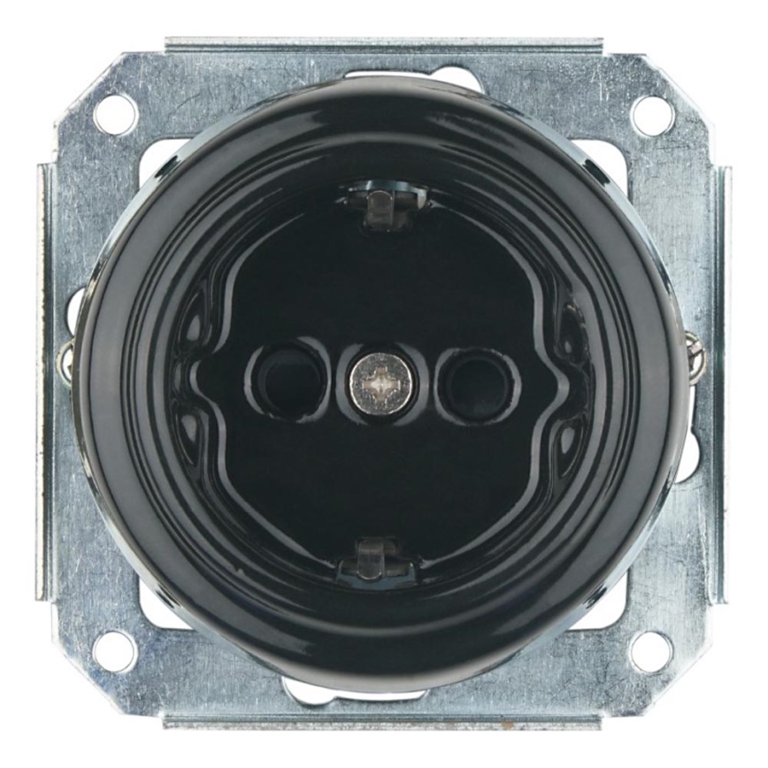 Bohemia-Design - ретро порцелянова розетка для дому SCHUKO 250V/16A чорна