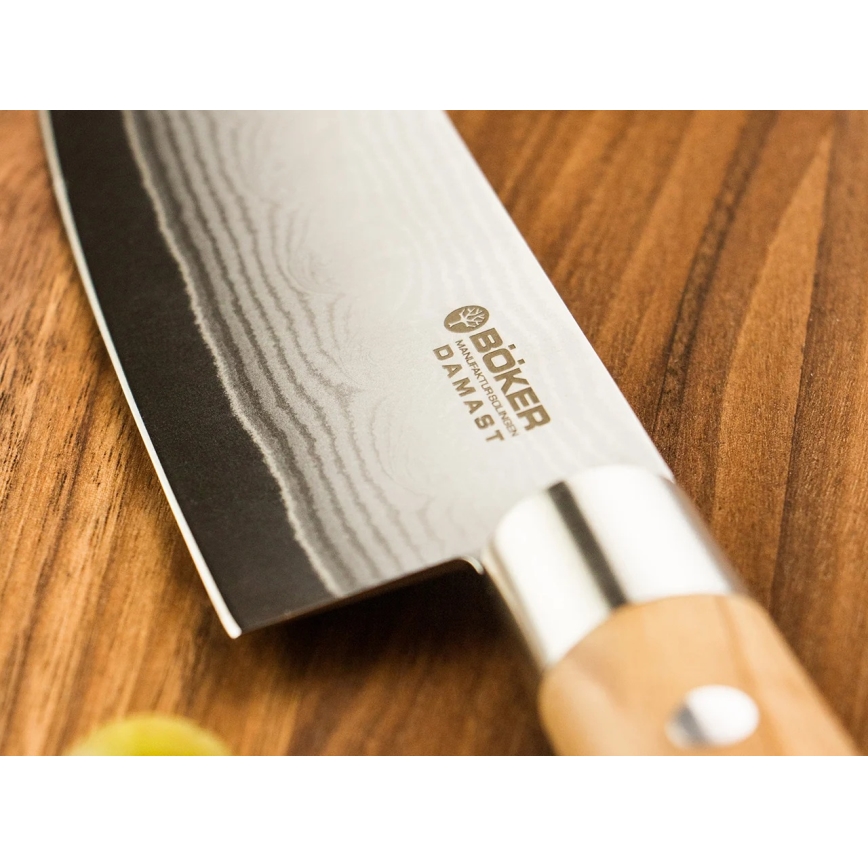 Böker - Дамаський кухонний ніж DAMAST OLIVE 21,2 cm оливкове дерево