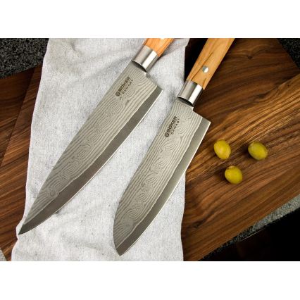 Böker - Кухонный нож из дамасской стали DAMAST OLIVE 21,2 см, рукоять из оливкового дерева