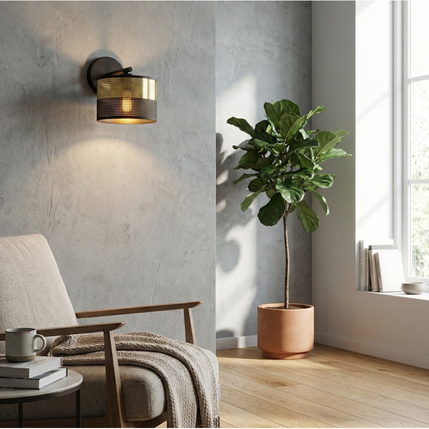 Бра LUX 1xE27/15W/230V черный/золотой