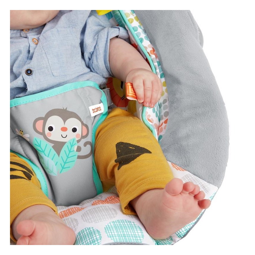 Bright Starts - Дитяче вібруюче крісло-шезлонг із музикою WHIMSICAL WILD 3xLR14