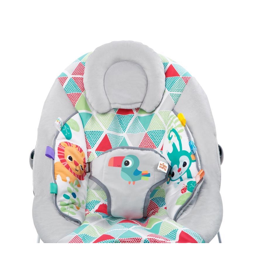 Bright Starts - Дитячий вібруючий шезлонг-гойдалка з  мелодією TOUCAN TANGO