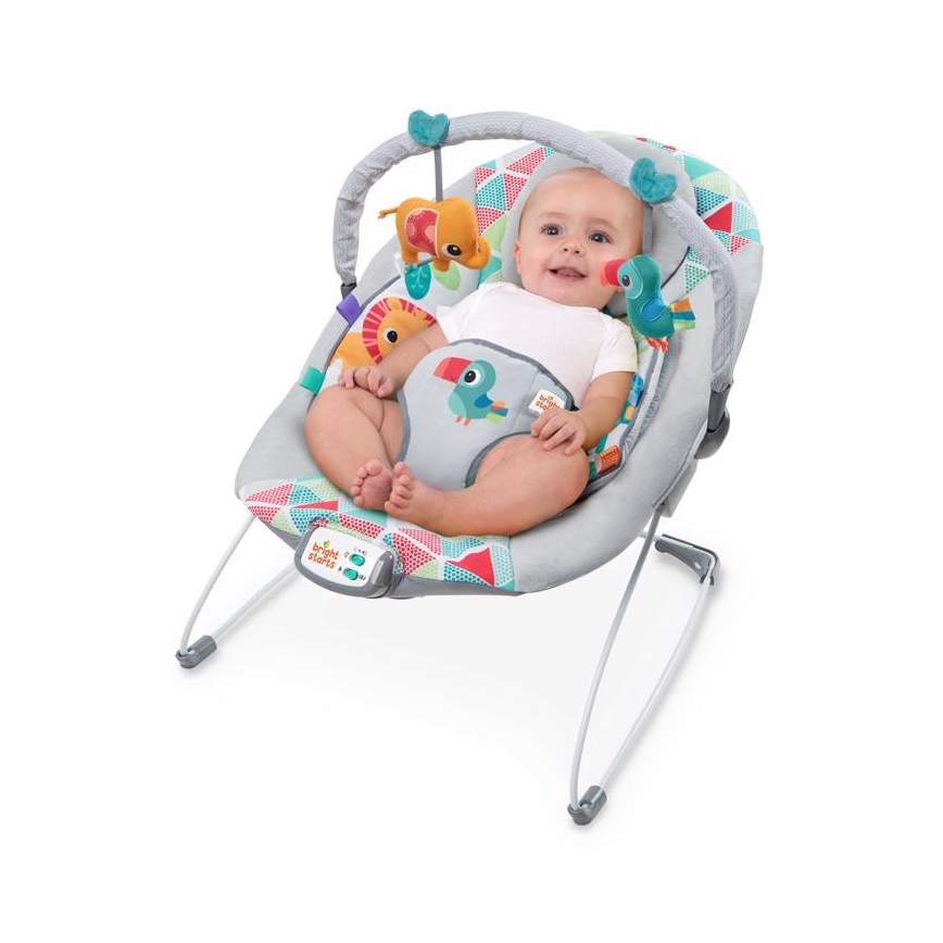 Bright Starts - Дитячий вібруючий шезлонг-гойдалка з  мелодією TOUCAN TANGO