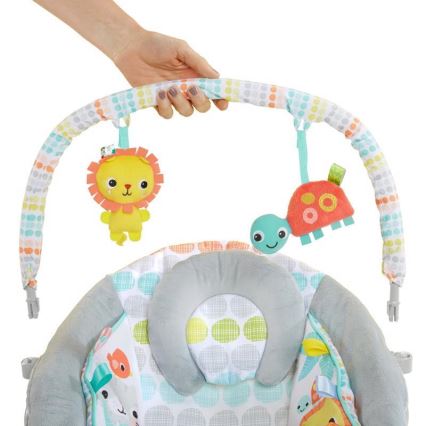 Bright Starts - Дитячий вібруючий шезлонг-гойдалка з  мелодією WHIMSICAL WILD