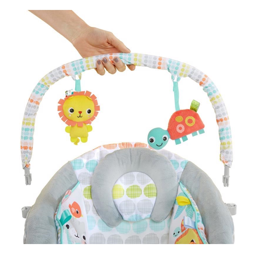 Bright Starts - Дитячий вібруючий шезлонг-гойдалка з  мелодією WHIMSICAL WILD
