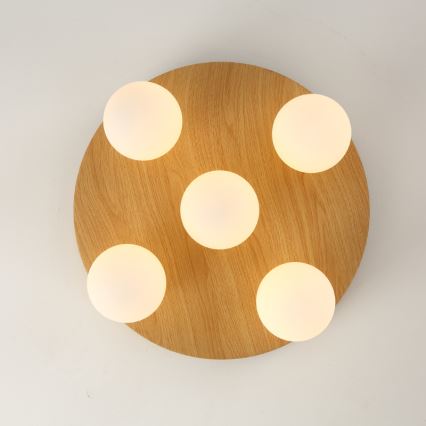 Brilagi - Дерев'яний стельовий світильник LUND WOOD 5xG9/9W/230V, діаметр 40 см