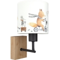 BRILAGI - Детская настенная лампа BOBO WOOD 1xE27/25W/230V дуб/чёрный/белый/с изображением животных