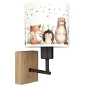 BRILAGI - Детская настенная лампа BOBO WOOD 1xE27/25W/230V дуб/чёрный/белый/с рисунком животных