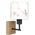 BRILAGI - Детская настенная лампа BOBO WOOD 1xE27/25W/230V дуб/черный/кремовый/зайчики