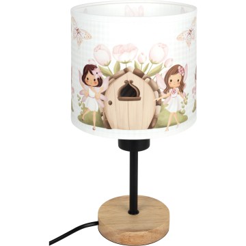 BRILAGI - Детская настольная лампа BOBO WOOD 1xE27/25W/230V дуб/чёрная/белая/розовая/с феями
