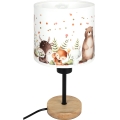 BRILAGI - Детская настольная лампа BOBO WOOD 1xE27/25W/230V дуб/чёрный/белый/с рисунком животных