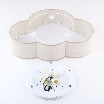 Brilagi - Детский потолочный светильник NIMBUS LINEN 4xE27/15W/230V 46x63 cm бежевый