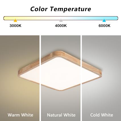 BRILAGI - LED стельовий світильник з регульованою яскравістю WOODLINE SQUARE LED/80W/230V 3000-6000K дуб 60x60 см + пульт дистанційного керування