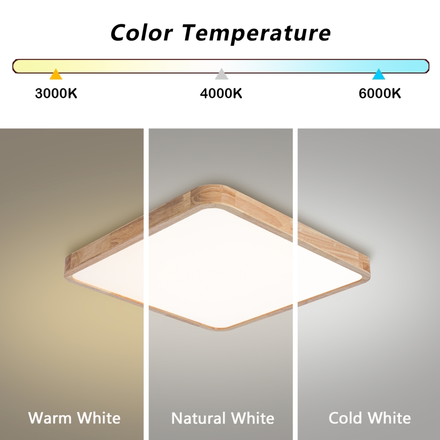 BRILAGI - LED стельовий світильник з регульованою яскравістю WOODLINE SQUARE LED/80W/230V 3000-6000K дуб 60x60 см + пульт дистанційного керування