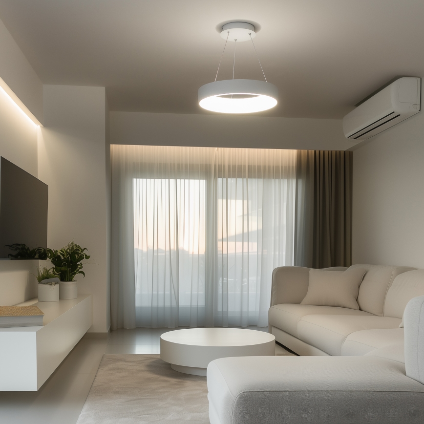 Brilagi - Диммируемая LED-подвесная люстра на тросе FALCON LED/80 Вт/230 В 3000–6500 К диаметр 60 см белая + пульт дистанционного управления