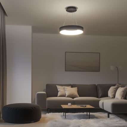 Brilagi - диммируемая светодиодная (LED) люстра на тросе FALCON, 80 Вт/230 В, 3000–6500 К, диаметр 60 см, черная + пульт дистанционного управления
