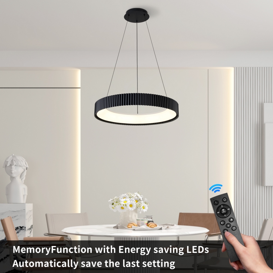 Brilagi - LED диммируемая подвесная люстра на тросе FALCON MODERN LED/54W/230V 3000-6500K диам. 60 см чёрная + пульт дистанционного управления