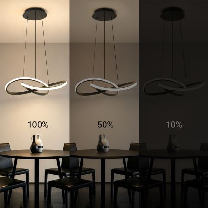 Brilagi - LED-диммируемая люстра на тросе INFINITY LED/55 Вт/230 В 3000-6000 К 50x50 см черная + пульт дистанционного управления