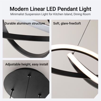 Brilagi - LED-диммируемая люстра на тросе INFINITY LED/55 Вт/230 В 3000-6000 К 50x50 см черная + пульт дистанционного управления