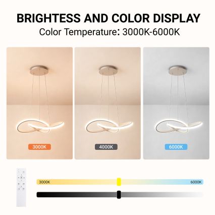 BRILAGI - диммируемая LED-люстра на тросе INFINITY LED/55W/230V 3000-6000K 50x50 см бежевая + пульт дистанционного управления