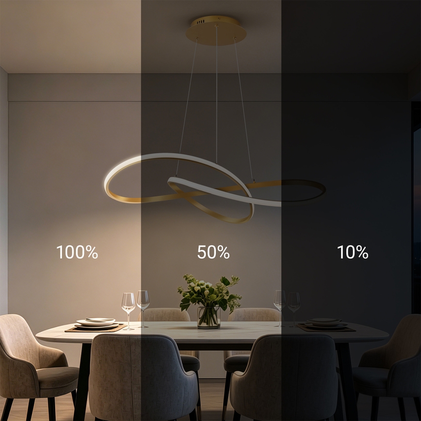 Brilagi - Диммируемая LED-люстра на тросовом подвесе INFINITY LED/80W/230V 3000-6000K 80x80 cm золотая + пульт дистанционного управления