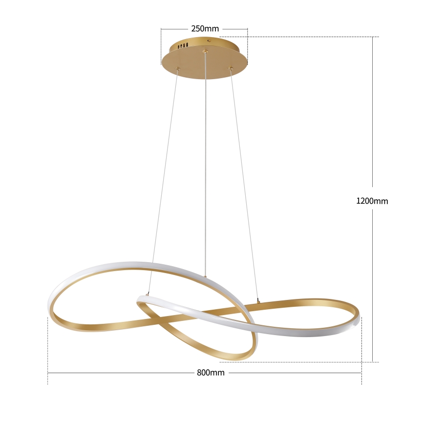 Brilagi - Диммируемая LED-люстра на тросовом подвесе INFINITY LED/80W/230V 3000-6000K 80x80 cm золотая + пульт дистанционного управления