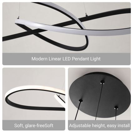 BRILAGI - LED диммируемая подвесная люстра на тросе INFINITY LED/80W/230V 3000-6000K 80x80 см чёрная + дистанционное управление