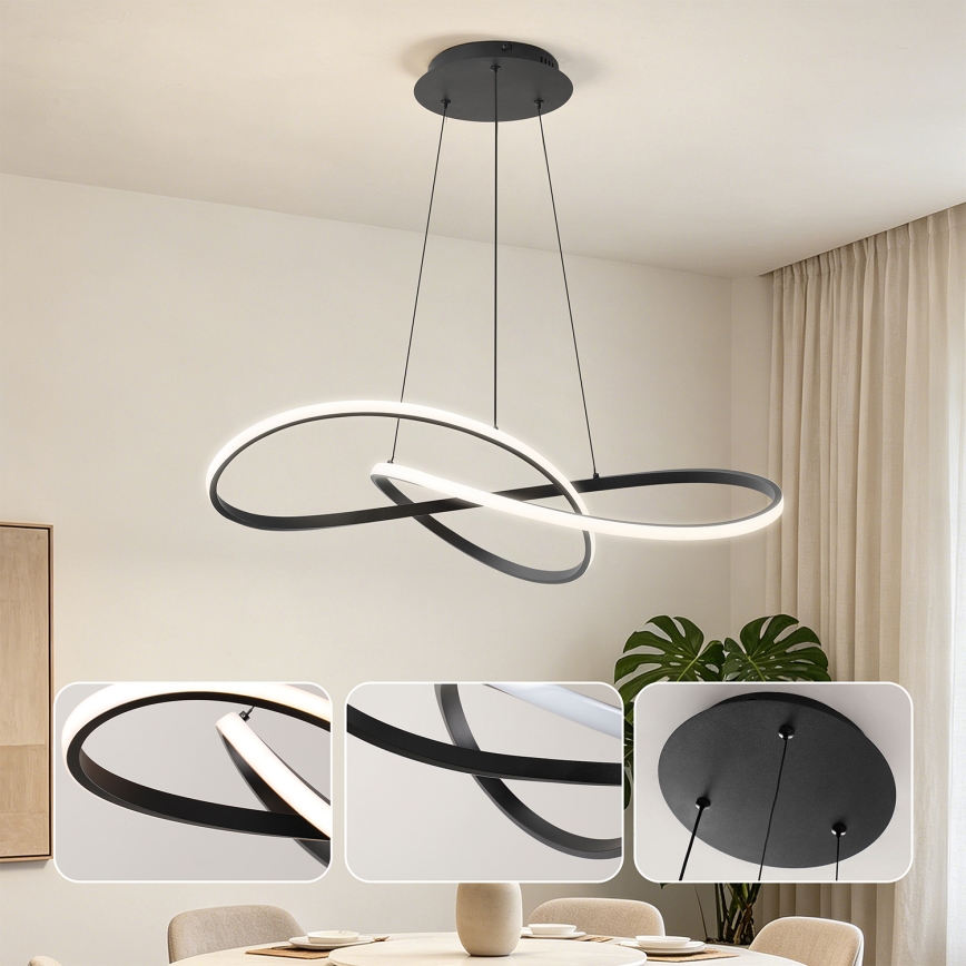 BRILAGI - LED диммируемая подвесная люстра на тросе INFINITY LED/80W/230V 3000-6000K 80x80 см чёрная + дистанционное управление