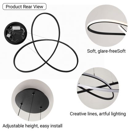 BRILAGI - LED диммируемая подвесная люстра на тросе INFINITY LED/80W/230V 3000-6000K 80x80 см чёрная + дистанционное управление